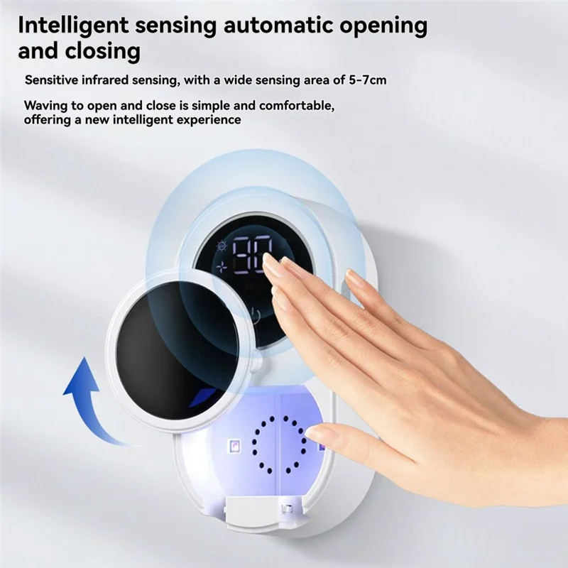 A94E-Smart Home Toothbrush Holder Cleaner For Bathroom Light Cleaning Fan Drying Automatic Rotating Cover Wall Mounting