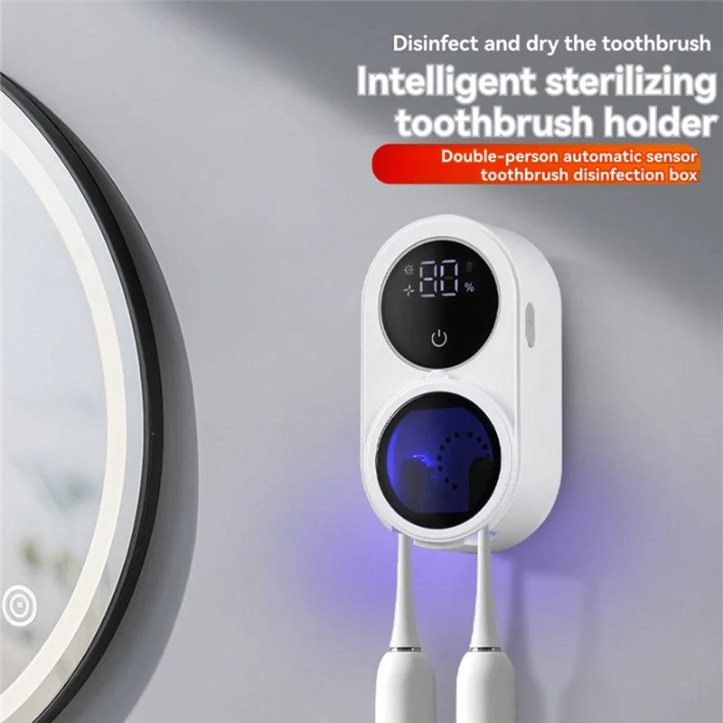 A94E-Smart Home Toothbrush Holder Cleaner For Bathroom Light Cleaning Fan Drying Automatic Rotating Cover Wall Mounting